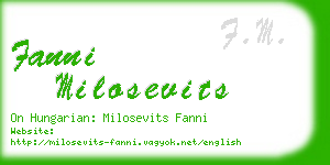 fanni milosevits business card